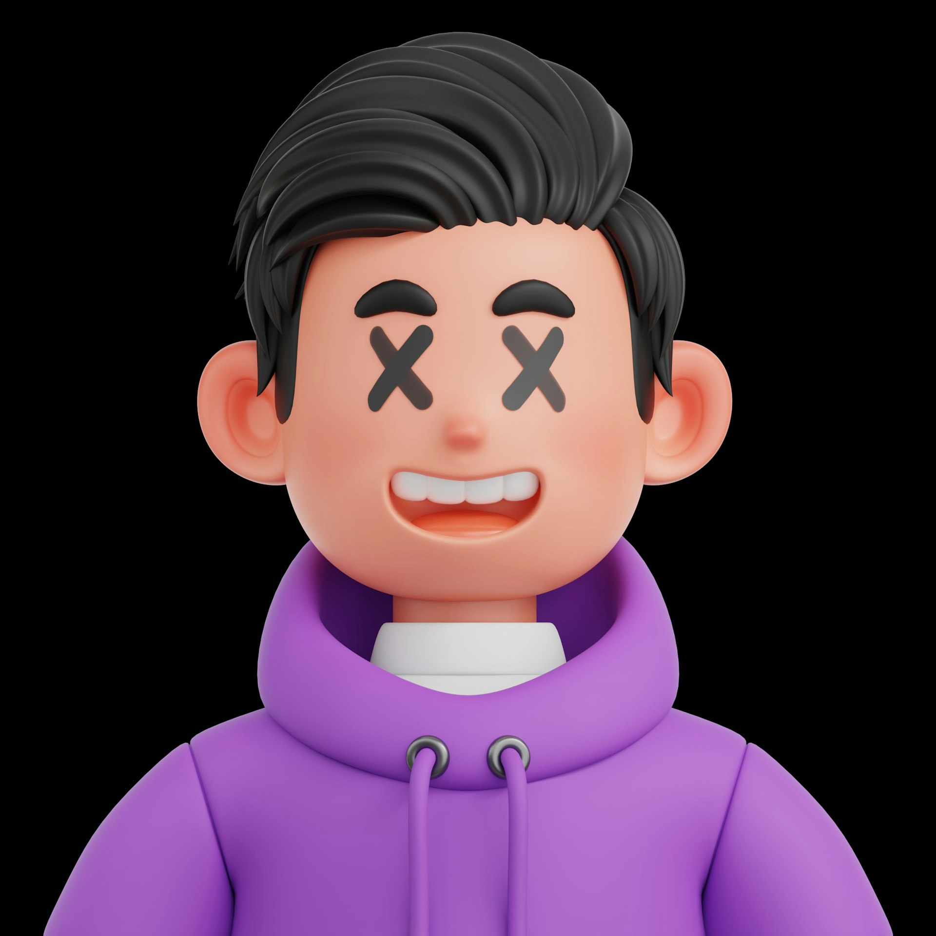 Cartoon figure with cross-eyed expression.